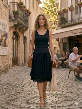 Y2K Vintage Black Lace Midi Skirt
